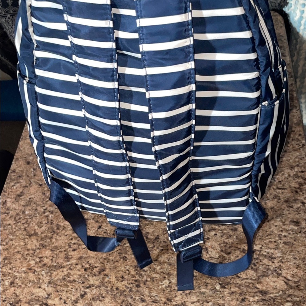 Striped Navy and White Backpack - Picture 2 of 7